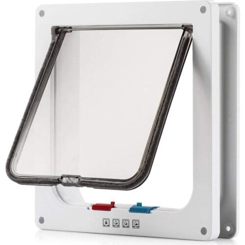 ABS Plastic Dog Cat Flap Door with 4 Way Security Lock Flap Door for Dog Cats Kitten Small Pet Gate Door Cat Dogs Flap Doors