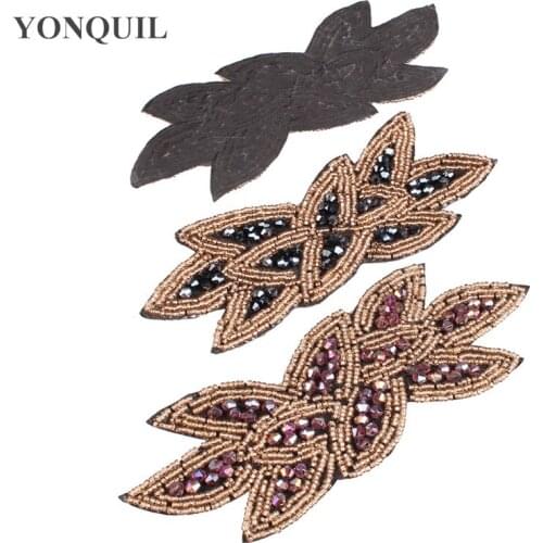 Handmade Rhinestone Appliques 6*15 CM Sewing On Wedding Dresses Belt Sashes Pearl Crystal DIY Bridal jewelry Accessory 12Pcs/Lot