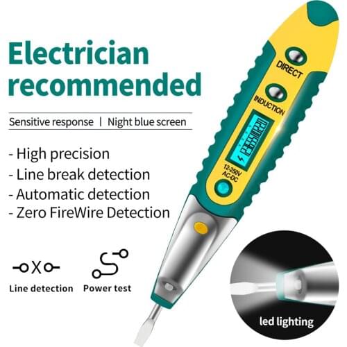 AC/DC 12-250V Non-contact LCD Digital Display Tester Screwdriver Power Outlet Electrical Voltage Detector Pen with Light