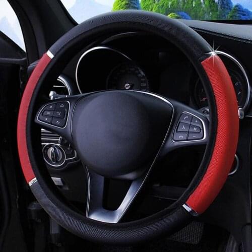Car Steering Wheel Cover Anti Slip Metal Strip Covers for 37cm 38cm Universal Auto Steering Wheel Case Car Accessories Decal