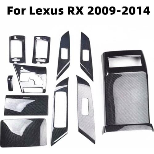 For Lexus RX 2009-2014 Interior Decoration Accessories Gear Panel Outlet Windows Control Panel Center Console Stickers ABS