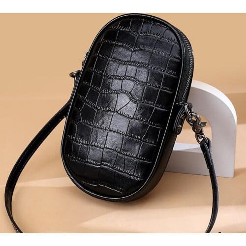 Elegant Leather Crossbody Bag Women oval Small Phone Purse Shoulder Bags Alligator Pattern Mini Messenger Bag Women Leather Bag