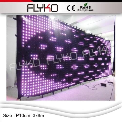 Flyko stage rgb lighting cloth popular led Video curtain p100mm