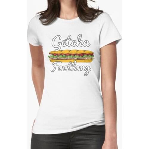Getcha Footlong Funny White T-Shirt Print Top