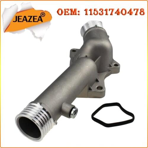 JEAZEA Car Sliver Aluminum Thermostat Housing 11-53-1-740-478 11531740478 20923740 300 115 3102 for BMW E39 528i 1997 1998