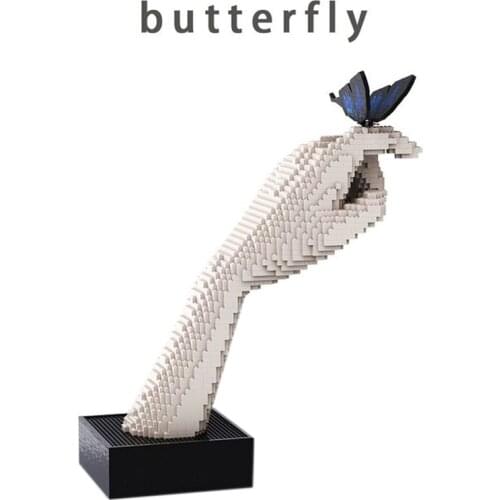 Insect Butterfly Building Block Classic Simulation Technology MOC Childrens Toy Gift White Hand-shaped Butterfly Building Block
