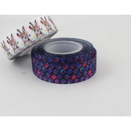 7/8" Cartoon Fish scale &rabbit printed 22mm grosgrain ribbon wedding decoration ribbons for DIY bows crafts band