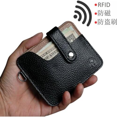 Genuine Leather Coin Wallet Rfid Credit Card Protector Vintage Multi Card Slots Purse Mini Wallets for Men Money Bag