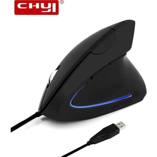 CHYI Vertical Mouse with LED Light Optical Mause 3200 DPI Ajustable Ergonomic Gamer Mice Office USB Wired Mouse For PC Laptop