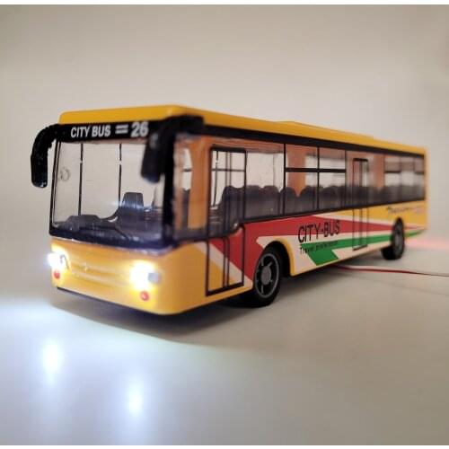 1:50 Scale High Simulation City Bus with Lighted 12v Aolly Car Coach Sand Table Layout Railroad Diorama Toys Gifts for Children