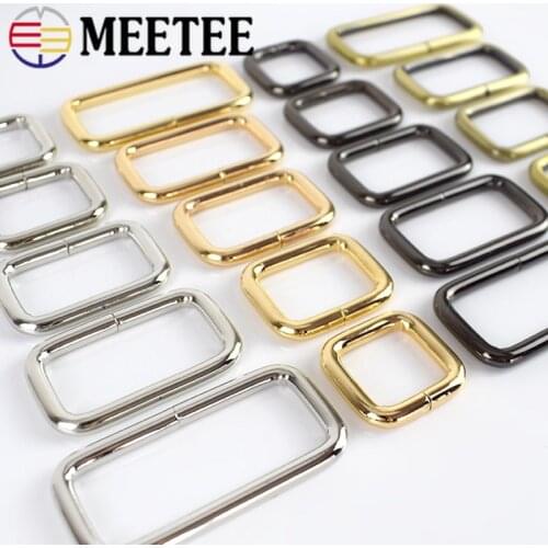 Meetee 10pc 13-50mm Rectangle O D Rings Metal Belt Buckles for Handbag Webbing Strap Shoes Adjuster Buckle Clasp DIY Accessories