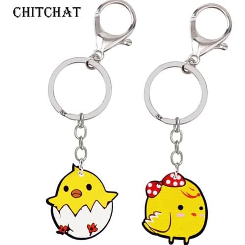 Cute Mini Yellow Chick Couple Keychain Animal Dolls Keyring Baubles Pendant Lovely Gift For kids Jewelry Bag Accessories