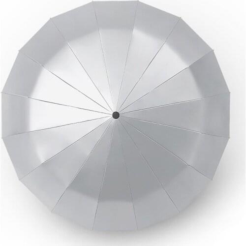 Fashion Women Titanium Silver Sun Umbrellas 16 Ribs Folding Dual-Purpose Rain Umbrellas Windproof Sunshade UV Protection UPF50