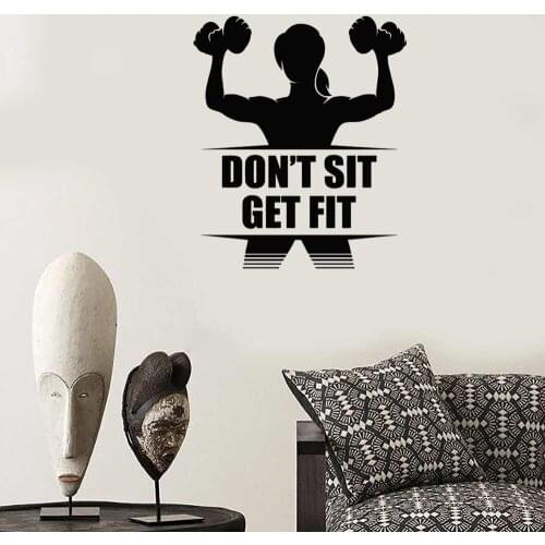 Motivational Fitness Phrase Wall Decals Barbell Sport Wall Stickers Vinyl Gym Room Decor Home Decoration DW10977