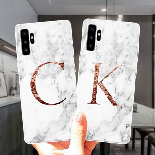 Marble Custom 26 English Initial Letters Clear Soft Silicone Case Cover For Samsung M51 M31 M11 M21 M30S NOTE 20 Ultra 10 Pro