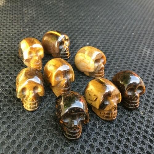 Natural quartz crystal energy tiger eye carving reiki skull healing home decoration tablet decoration pieces healing