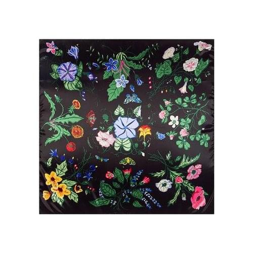 90cm*90cm 2018 New Brand Shawl Twill Women Silk Scarf Morning Glory Print Square Scarves Wraps Fashion Hijab Headband