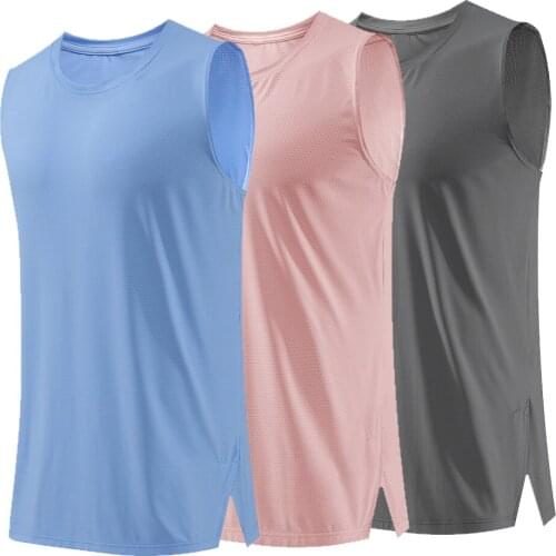 New Running Vest Breathable Gym Workout Sleeveless Vest Mens Sports Tank Top Shirt Bodybuilding Fitness Clothing Nylon T Shirt