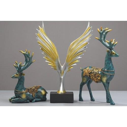 WHOLESALE PROMOTION EUROPEAN RESIN COUPLE ELK FIGURINE ORNAMENT HOME DECORATION ACCESORIES LUXURY MINIATURE MODEL WEDDING DECOR