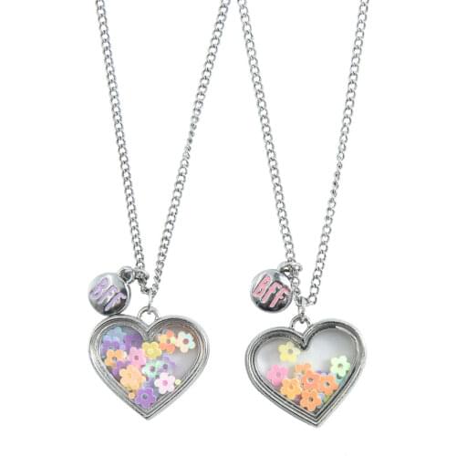 New Children Fashion Heart-shaped Pendant Necklace Girl Mix Color PVC Sheet Alloy Birthday Gift Cute Jewelry Accessory Necklace