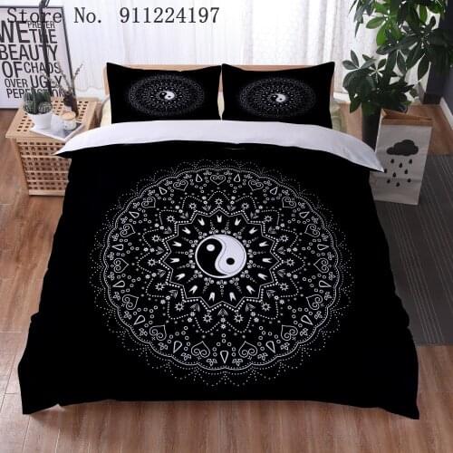 Tai Chi Duvet Cover With Pillowcase Yin Yang Bedding Set Single Double Twin Full Queen King Black Quilt Cover For Bedroom Decor