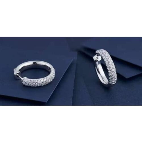 Luxury Drop Earrings For Women 18K-Gold Real Diamond Trendy Round Anniversary Fine Jewelry Wedding Gift