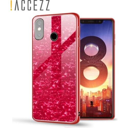 !ACCEZZ Luxury Tempered Glass Case Cover For Xiaomi 8 MIX2 2S Anti-knock Shockproof Shell Soft TPU Fashion Phone Capa Fundas