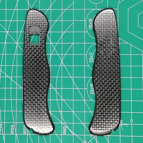 DIY Custom Made 3K Carbon Fiber Handle Scales With Pocket Clip Cut-Out for 111mm Victorinox Swiss Army Sentinel Knife