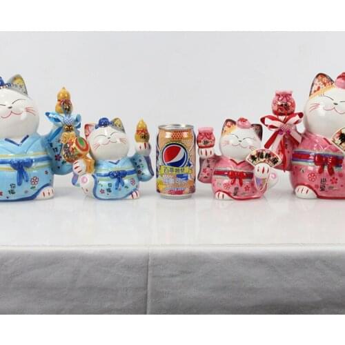 Wedding Lucky Decoration Ceramic Couple Lucky Cat Home Decoration Gift Feng Shui Piggy Statue New Couple Wedding Room Decoration
