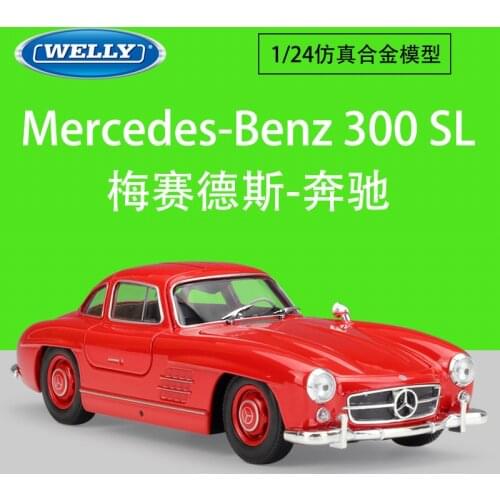 WELLY 1:24 Scale Diecast Alloy Model Car Toys For Benz 300 SL Simulator Vehicle Classic Metal Car with Original Box For Kids