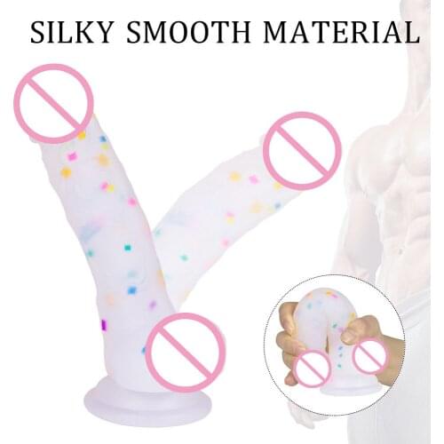Jelly Dildo Sex Toy For Women Colorful Rainbow Transparent Silicone Simulation Penis Masurbation Adult Products