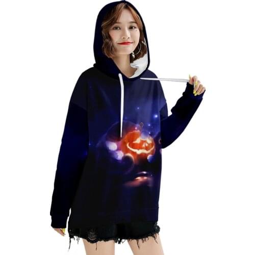 2021 Women Halloween Hoodies Horror 3d Pumpkin Print Party Long Sleeve Pullover Casual Oversize Female Gothic Sweatshirts Girls