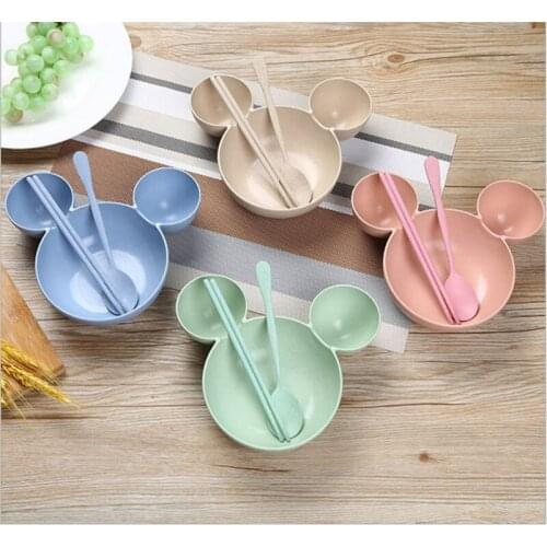 1 Set Lunch Box Wheat straw Kids Tableware Plate Dish PP Food Holder Plate Dishes Rice Container Food Organizer Kitchen Tool