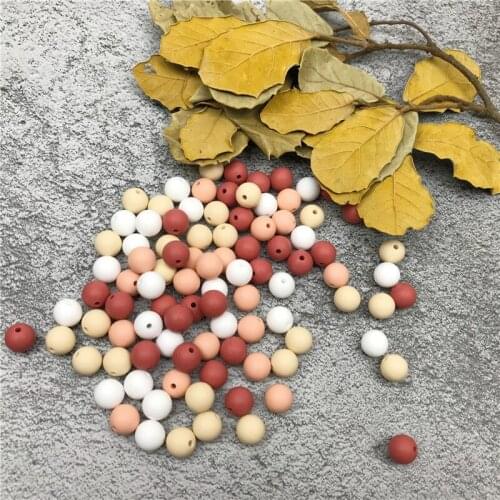 10pcs 12mm Red Wine Series Chewable Silicone Beads Baby Teether Bracelet Food Grade Round DIY Fashion Bracelet Beads