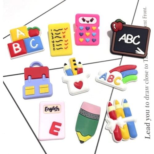 10Pcs NEW Large Simulation Stationery Soft Rubber Flatback Cabochon Scrapbook Kawaii DIY Embellishments Accessories