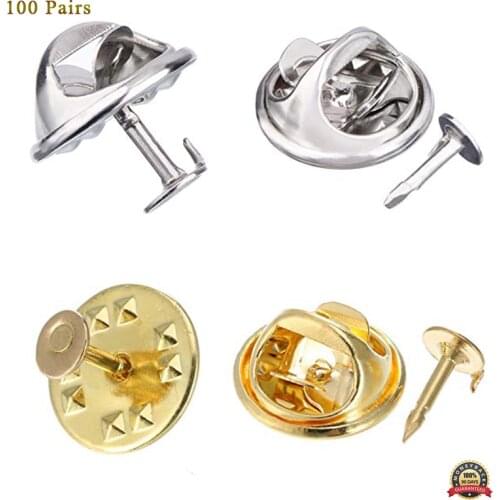 100Pairs Butterfly Clutch Tie Tacks Pin Back Replacement with Blank Pins for Craft Making Clutch Pin Backs with Tie Tacks Blank