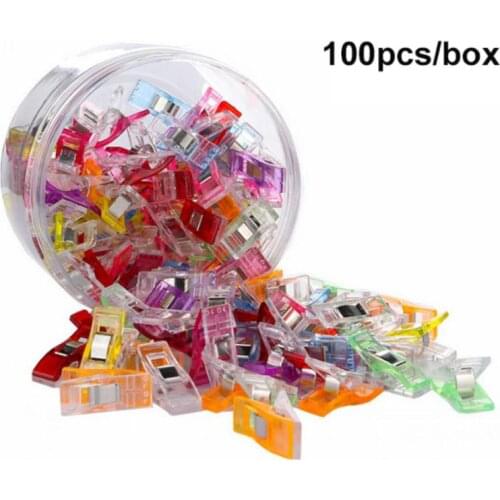 100pcs Colorful Sewing Craft Quilt Binding Plastic Clips Patchwork Sewing Edge Clip Clamp Clothes Positioning Clip Sewing Tools