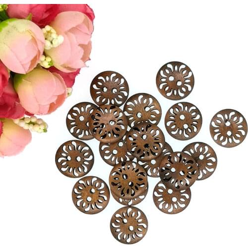 30PCs 18mm Wooden Sewing Buttons Scrapbooking Round 2 Holes Hollow Costura Botones decorate bottoni botoes B20523