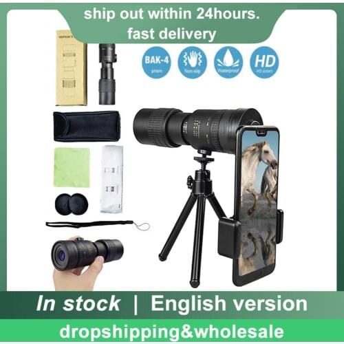 4K 10-300X40mm Super Telephoto Zoom Monocular Telescope Portable for Beach Travel Supports Smartphone To Take Pictures