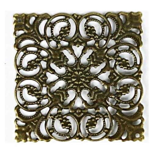 50pcs/lot free shipping cheap handmade DIY metal craft vintage bronze hollowed flower 51x51mm
