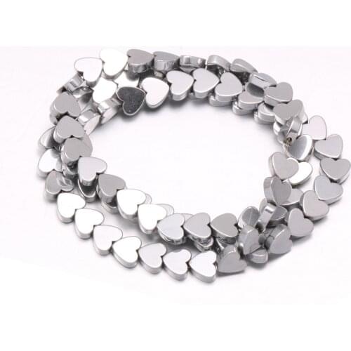 6colors 8x8mm Natural Stone Bright Rainbow Hematite Beads Heart Loose Beads for DIY Necklace Bracelet Jewelry Making Accessories