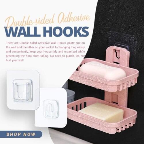 6Pairs Double-sided Adhesive Wall Hooks Hanger Strong Transparent Hooks Suction Cup Sucker Wall Storage Holder For Kitchen