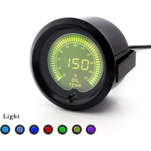 7 Colors Brand New 2" 52mm EVO LCD Oil temperature gauge 50-150 Celsius Oil temp gauge Car meter