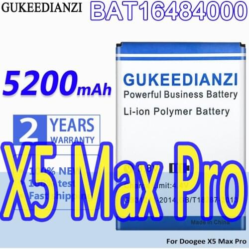 High Capacity GUKEEDIANZI Battery BAT16484000 5200mAh For Doogee X5 Max Pro X5Max Pro