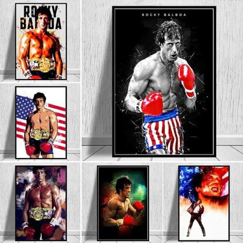 Watercolor Rocky Balboa Boxing Bodybuilding Abstract Canvas Painting Posters Prints Wall Art Motivational Picture for Home Decor
