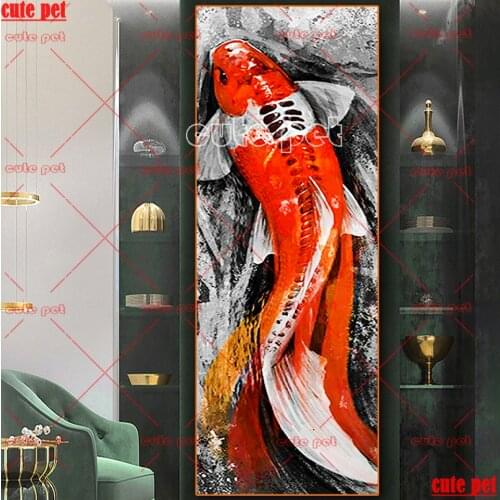 Full Square Drill Fish koi 5D DIY Diamond Painting Crystal Embroidery Cross Stitch Needlework Mosaic Painting animal Decor large