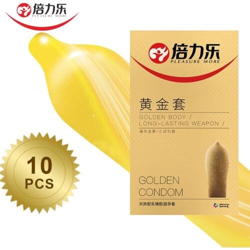 Beilile 10PCs Long Lasting Weapon Golden Body Condom Delay Ejaculation Cock Sleeve Thermal lubricating Sex Products For Adults