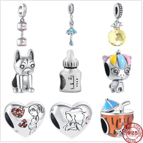 925 Sterling Silver Coconut Pineapple Barbell Ballet Charm Beads Fit Original Pandora charms Bracelet For Women DIY Jewelry