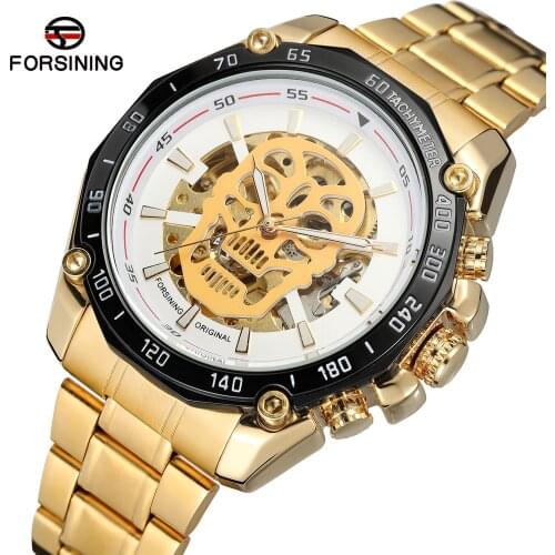 Fashion Forsining Men Automatic Mechanical Watch Mens Gold Skeleton Self Winding Watches Male Luxury Business Waterproof Clock
