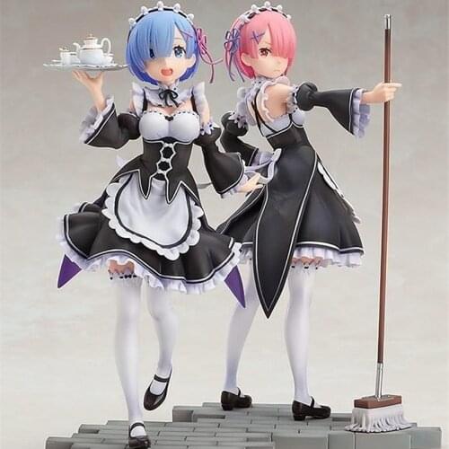 Anime Re:Life in a different world from zero Rem Figure Face change Maid outfit tray Meteor hammer Rem Action Figure Model toys